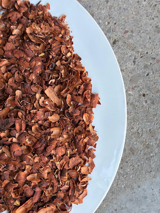 Cáscara de cacao para hacer en infusión. TA.CHO taller de chocolate.  Bean to Bar. Cacao mexicano. 