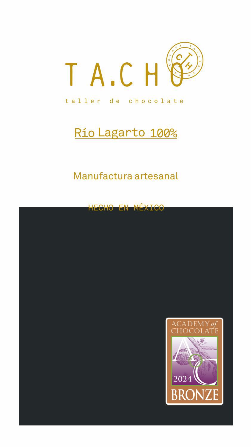 Etiqueta de Río Lagarto 100% con distintivo de bronce Academy of Chocolate 2024